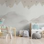 Papier peint panoramique des enfants avec montagne et nuages