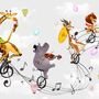 Cartoon-Tiere mit Musiknoten Fototapeten