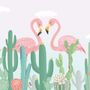 Flamingo Couple with Cactus Wallpaper Mural