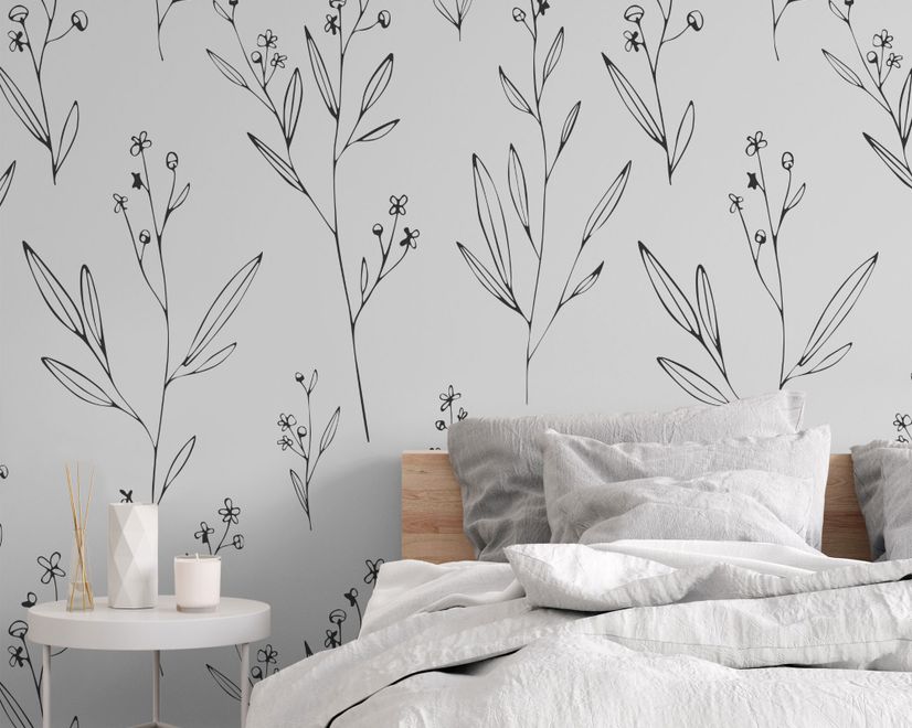 Minimal and Modern Field Plants Art Wallpaper Mural