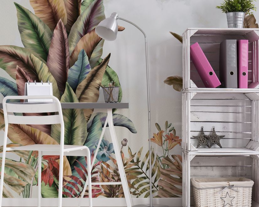Vintage Tropical Leaf Wallpaper Mural