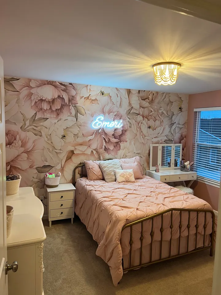 Nursery Pastel Peony Watercolor Floral For Girls Wallpaper Mural