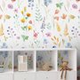 Papier peint panoramique aquarelle coloré fleurs sauvages botaniques