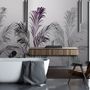 Tropical Fresh Purple Green Palm Leaves Wallpaper Mural
