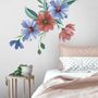 Blue Red Watercolor Daisy Floral Bouqet Wall Decal Sticker