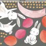 Kids Cartoon Rabbits with Colorful Balloons and Moon Wall Decal Sticker