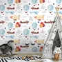 Kids Vintage Hot Air Balloon and Aircraft Pattern Wallpaper Mural