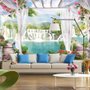 3D-Look Wasserfall Landschaft und malerischer Garten Fototapete