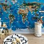 3D Look Kids World Map with Compass Wallpaper Mural