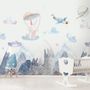 Watercolor Style Kids Landscape with Cute Bunny Wallpaper Mural