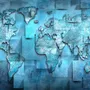3D Effect Blue World Map Wallpaper Mural