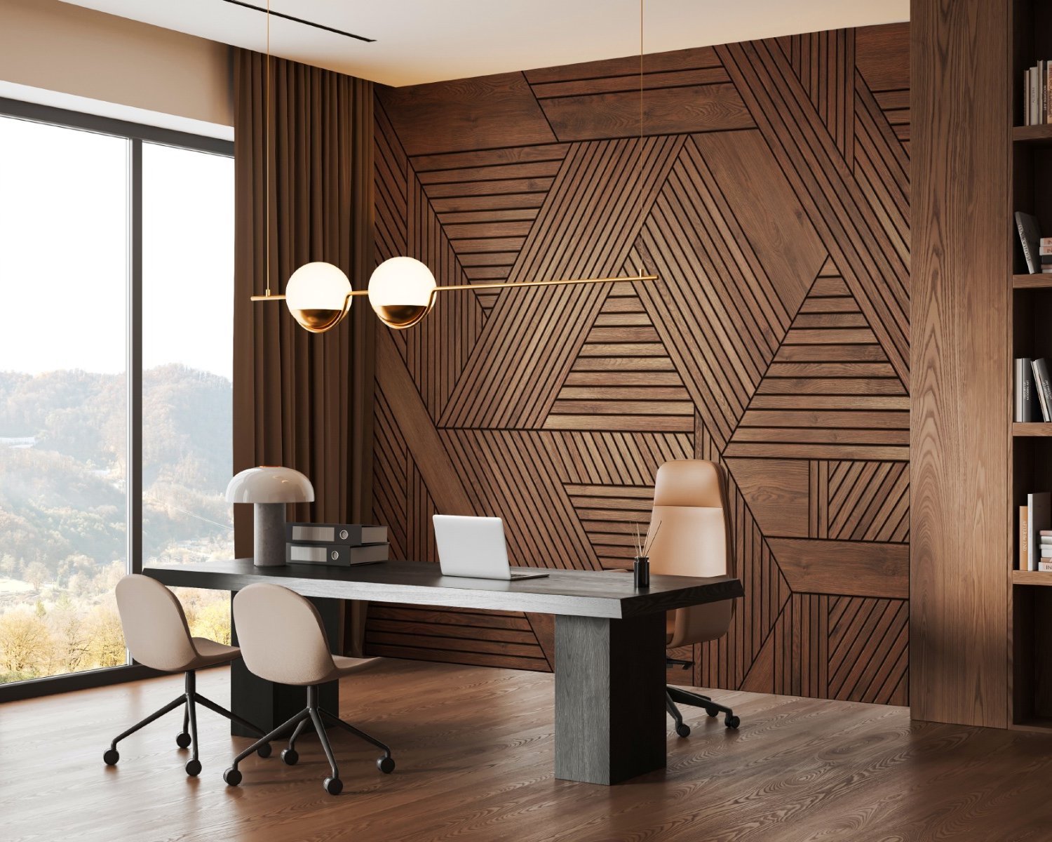 Geometric Wood Texture Effect Wallpaper Mural - Peel and Stick