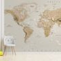 Papier peint panoramique de la carte du monde politique en marron doux