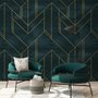 Art Deco with Gold Faux Lines Geometric Art Deco Wallpaper Mural