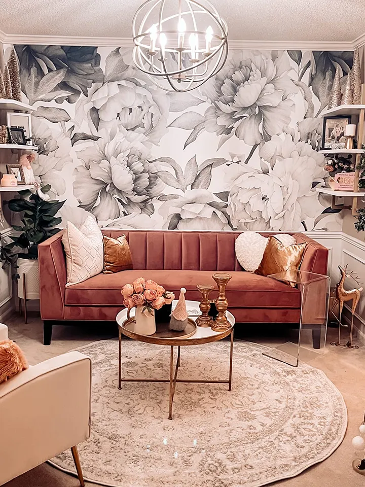 Dark Floral Charcoal Rose Flower Wallpaper Mural