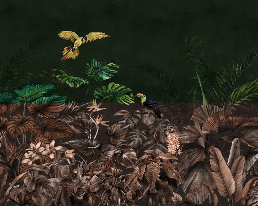 Dark Tropical Plants Wallpaper Mural