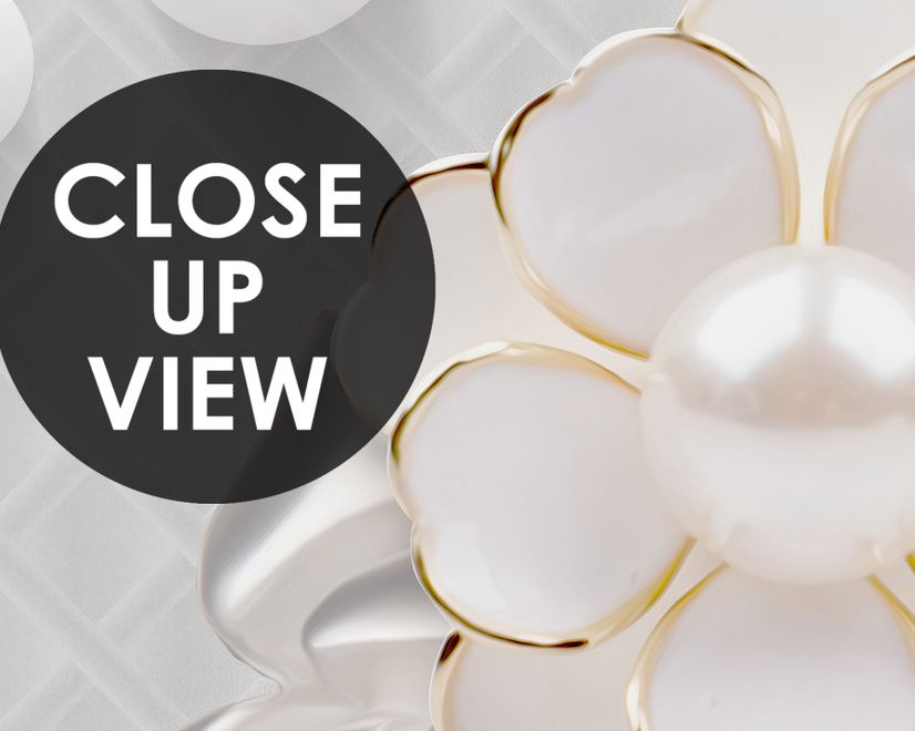 3D Look White Pearl Flower Wallpaper Mural