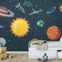 Kinder Jungen Aquarell Weltraum und Sonnensystem Fototapete