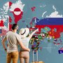 Country Flags on World Map Wallpaper Mural