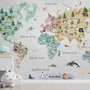 Kids Watercolor World Map Wallpaper Mural