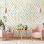 Watercolor Multicolor Chevron Ikat Design Art Wallpaper Mural