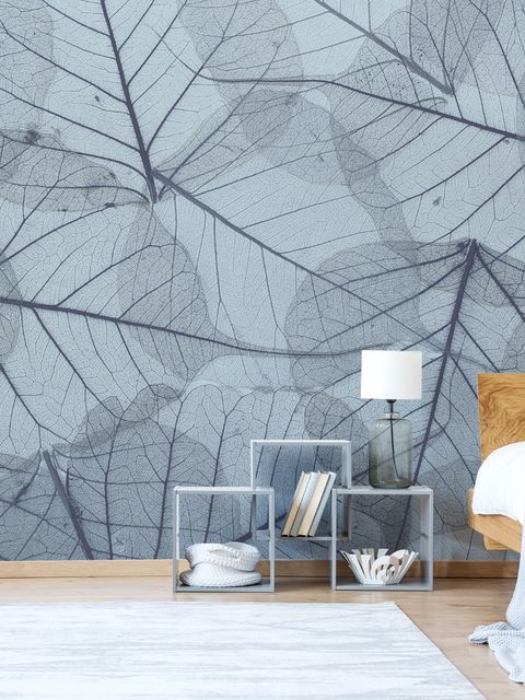 Monochrome Leaf Pattern Wallpaper Mural