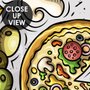 Papier peint panoramique de dessins animés sur la restauration rapide et les pizzas