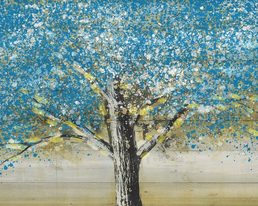 Fototapete im Aquarellstil mit Blauem Baum