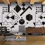 Papier peint formes géométriques noires et blanches