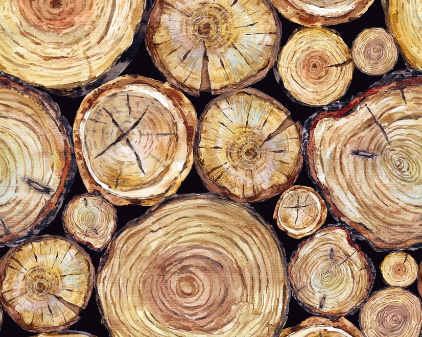 Papier peint souches de bois empilées