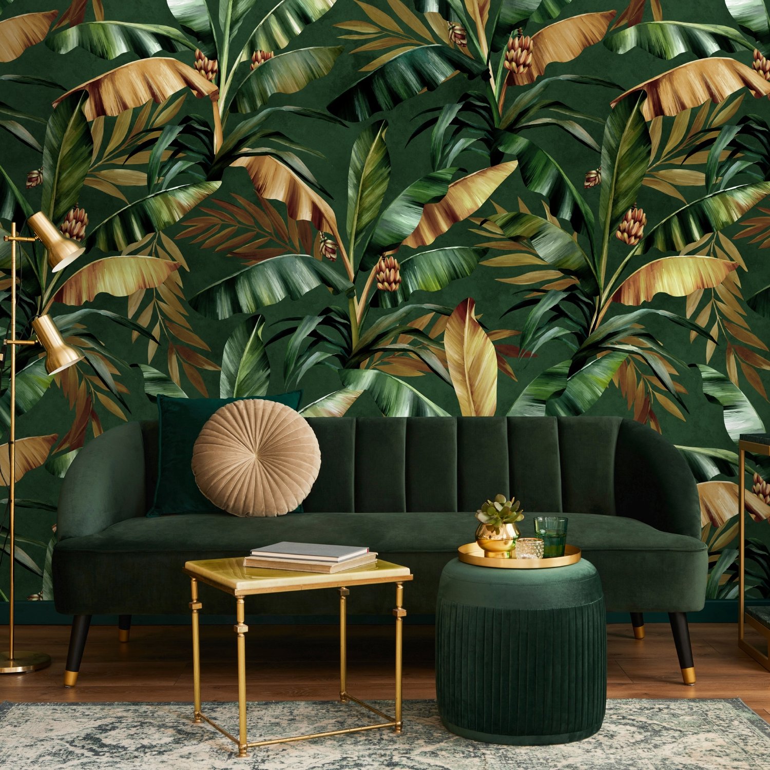 Palm and Banana Leaf Wallpaper Mural - Peel and Stick