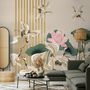 Chinese Crane Birds with Lotus Florals Wallpaper Mural