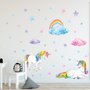 Mignonne licorne avec arc-en-ciel Stickers muraux