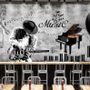 Dark Music Notes with Piano Wallpaper Mural