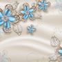 Blue Floral with Jewellery Leaf Wallpaper Mural