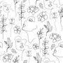 Papier peint visage de femme doux avec dessin floral