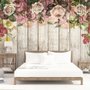 Vintage Blumen mit Holz Fototapete