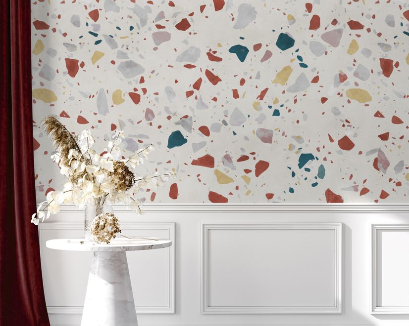Papier peint panoramique doux Terrazzo