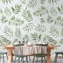 Watercolor Green Palm Leaf Pattern Wallpaper Mural