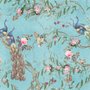 Papier peint Paon avec fleurs de pivoine