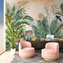 Tiger and Tropical Leaves Wallpaper Mural