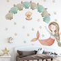Kids Mermaid Girls with Pearl Oyster Wall Decal Sticker