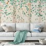 Watercolor Style Forest with Green Brown Little Leaves Wallpaper Mural