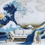 Papier peint panoramique vintage avec dessin de vagues