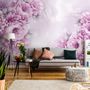Drawn Pink Peony Floral Wallpaper Mural