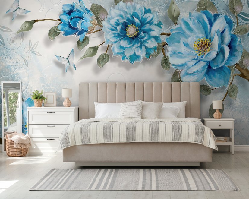 Aquarell Bohemian Blumen Fototapete