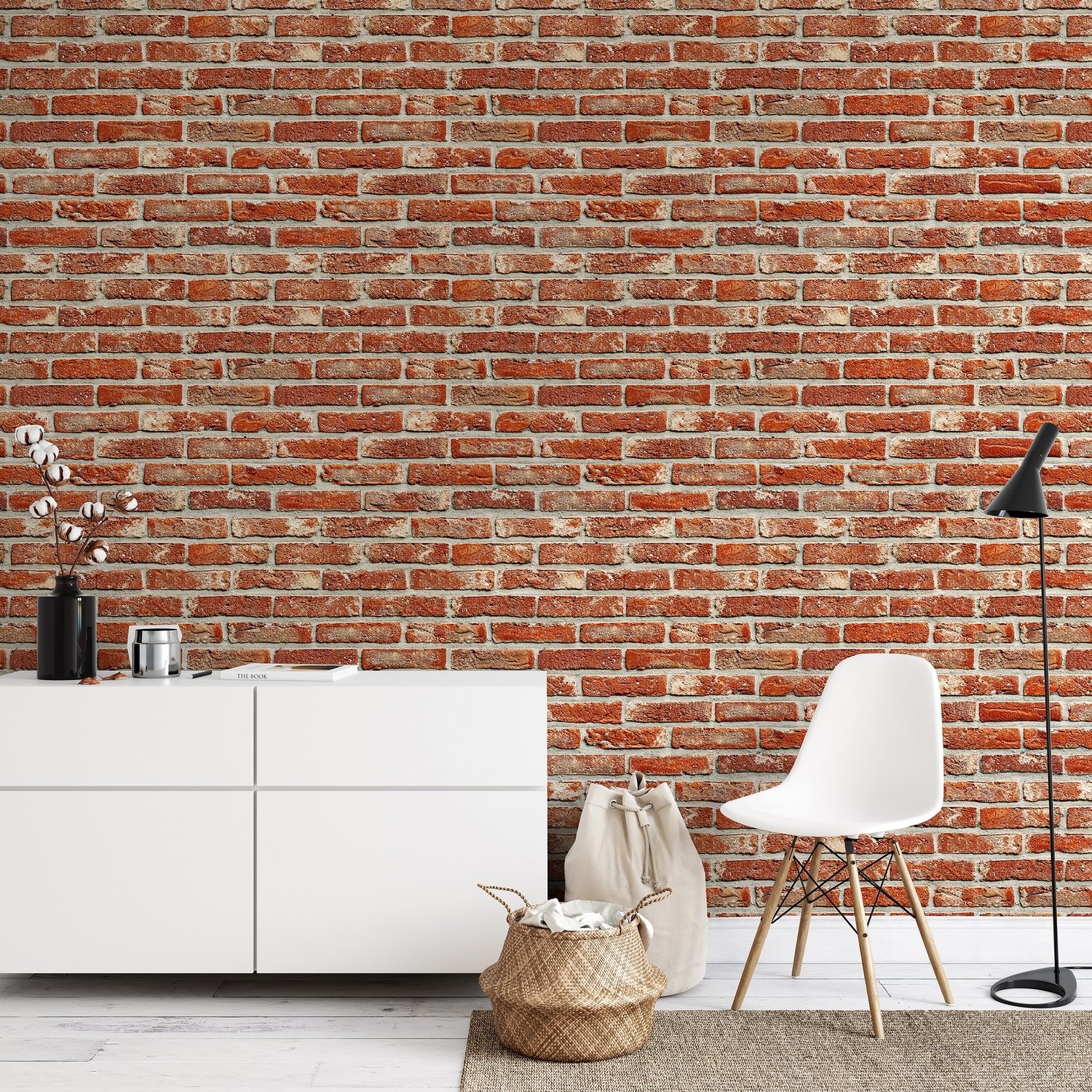 Vintage Red Orange Brick Stone Wallpaper Mural - Peel and Stick