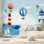 Watercolor Lighthouse with Hot Air Balloons Wallpaper Mural