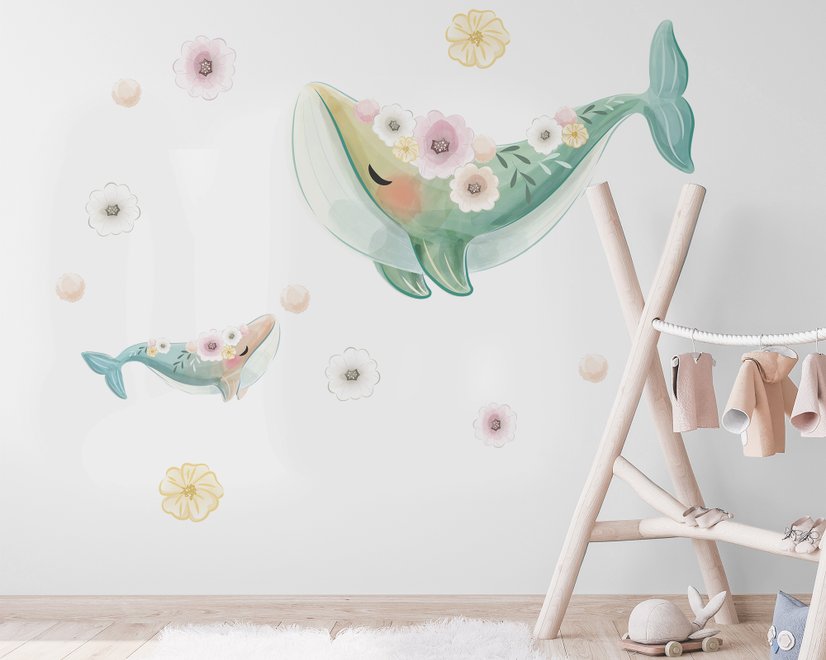 Kids Cute Whale Sea Animals Wall Decal Sticker