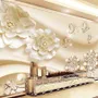 Papier peint panoramique de fleurs en perles d'or